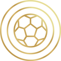 Goldener Ball mit zwei goldenen Ringen drumherum